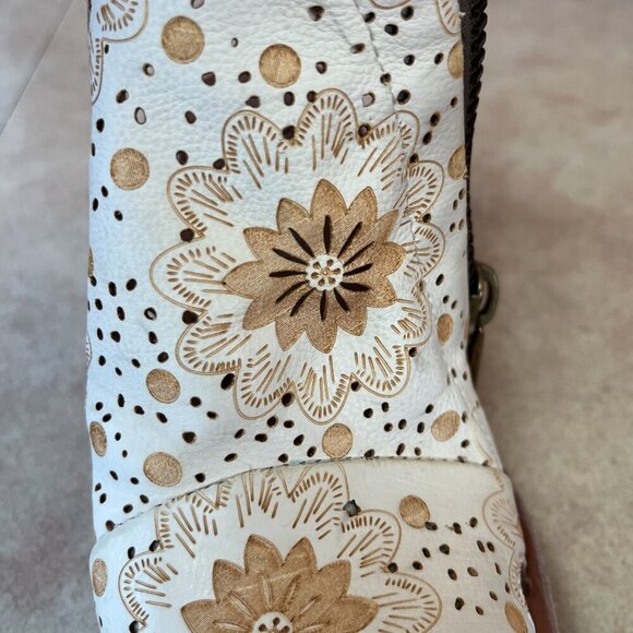 A.S.98 Leather Milk Peep Toe Wedge Espadrilles Sandal - Picture 12 of 16